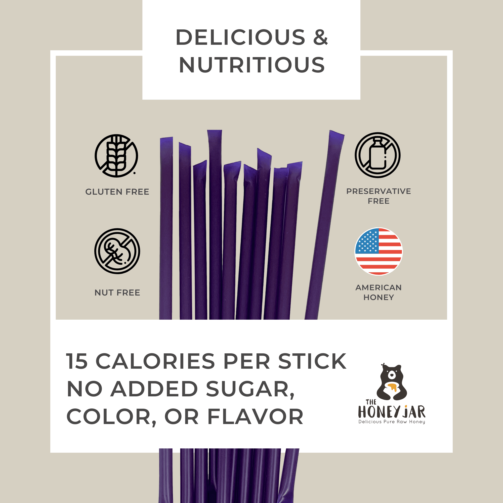 The Honey Jar - Blackberry Naturally Flavored Honey Sticks - 100 Count Package