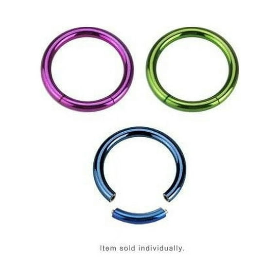Anodized Titanium over Surgical Steel Seamless Segment Ring Nose Ear Lip Nipple