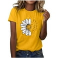 thumbnail image 2 of Fengqque Women's Cute T-Shirt Short Sleeve Round Neck Classic Daisy Print Loose T-shirt Fashionable Casual Top Yellow XL(XL), 2 of 6