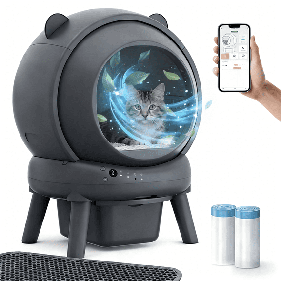 Self Cleaning Cat Litter Box, Automatic Cat Litter Box with App Control, 100L Large Capacity, 8 Safety Sensors, Low Noise 35dB, Smart Litter Box for Multiple Cats