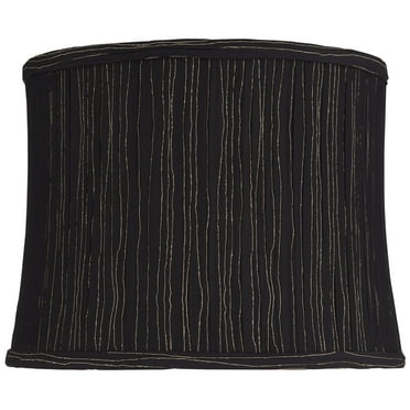 Springcrest 12" Top x 13" Bottom x 10" H x 10" Slant Print Lamp Shade Replacement Woodruff Black Drum Softback Washer Harp Finial