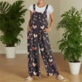 thumbnail image 5 of Fgvctg Valentine's Day Jumpsuits for Women Dressy Wide Leg Pant Date Night Spaghetti Straps Festival Love Heart Print Jumpsuits Sleeveless Bib Overalls Sprimg Romper Clothing With Pockets Navy 4XL, 5 of 7