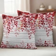 thumbnail image 2 of Red Eucalyptus Leaves Outdoor Pillow Covers 16x16 Set of 2,Waterproof Patio Throw Pillowcase Protectors,Summer Botanical Weeping Wooden Decorative Pillow Shams Cushion Covers for Seat Bed Couch Sofa, 2 of 8