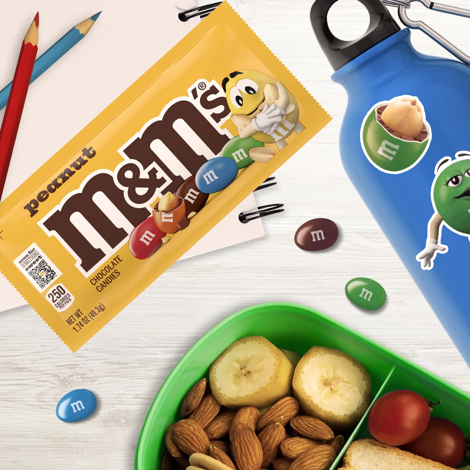 M&M's Peanut Milk Chocolate Candy, Full Size - 1.74 oz Pouch