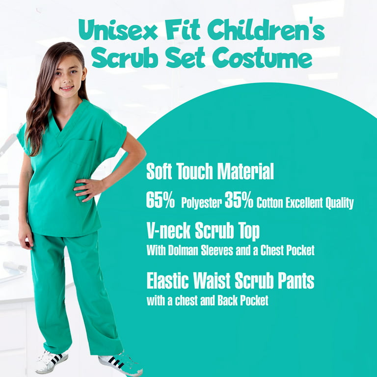 Natural Uniforms - Kids Scrubs Super Soft Children Scrub Set Kids Doctor  Dress up 