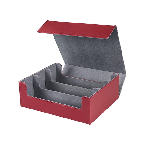Estuche para cartas de baraja 1800, protector de tarjetas, accesorio multiusos de piel sintética. rojo en gris