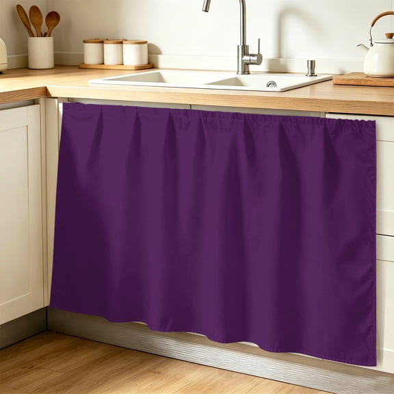 Pure Dark Purple Cabinet Curtains for Shelves, Simple Solid Color Privacy Curtain for Closet Self Adhesive, Dust-Proof Drapes for Closet Storage Room Classroom Doorway, 32"W x 55"L