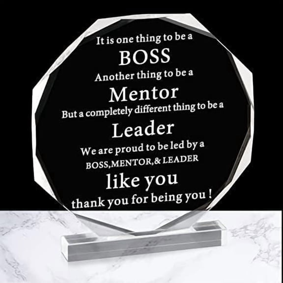 Boss Gifts Acrylic Boss Day Gifts for Men Women Office Leader Going Away Gift for Appreciation Plaque Funny Work Acrylic Male Desk Sign Birthday Paperweight (Octagon)