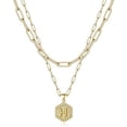 thumbnail image 3 of Dainty Gold Necklace for Women 14K Gold Over Layering Necklaces Paperclip Link Chain Necklace Personalized Coin Initial Layered Gold Necklaces for Jewelry Gifts, 3 of 4