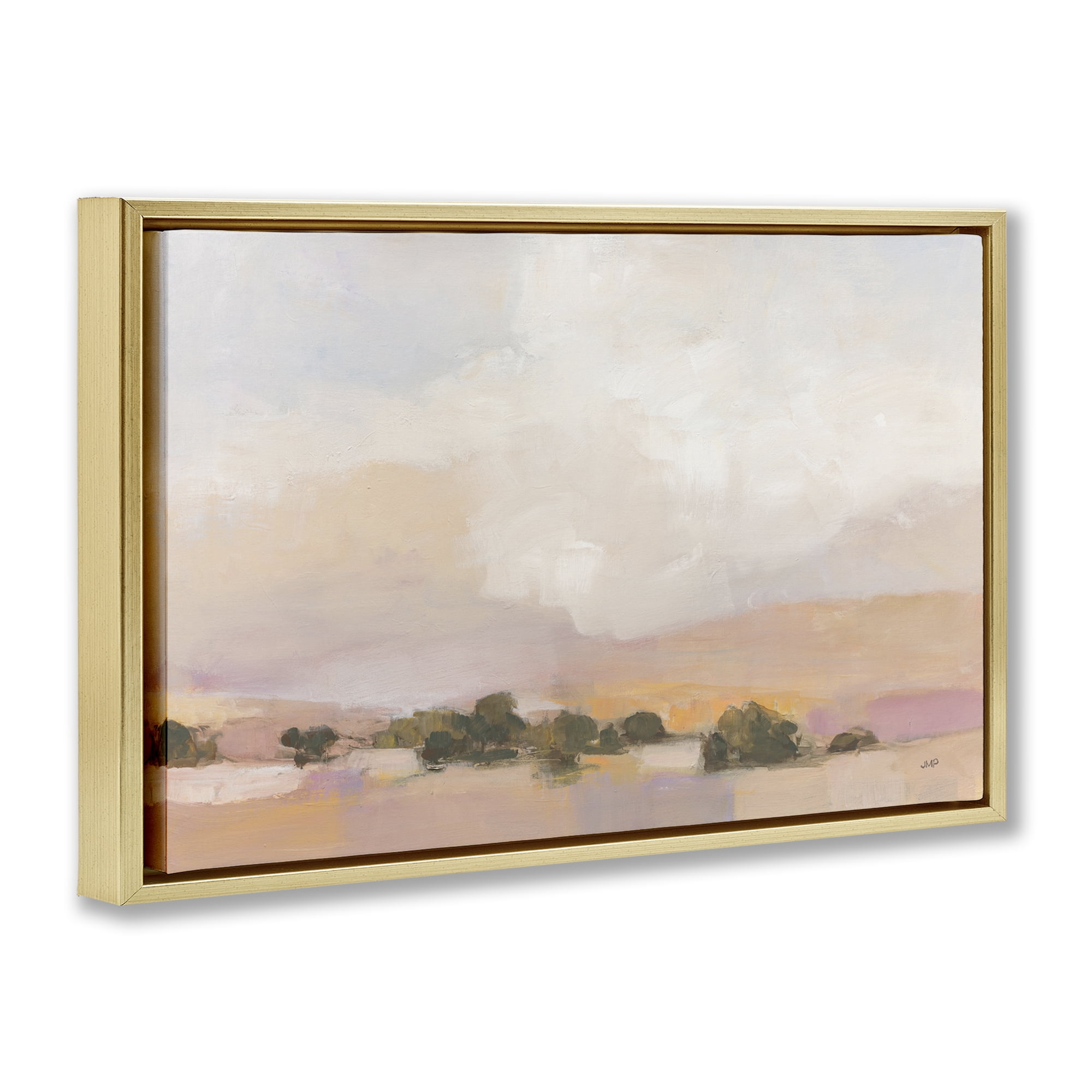 Stupell Industries Desert Landscape Abstract Landscape & Nature Painting Gold Floater Framed Canvas Art Print Wall Art, 31 x 21