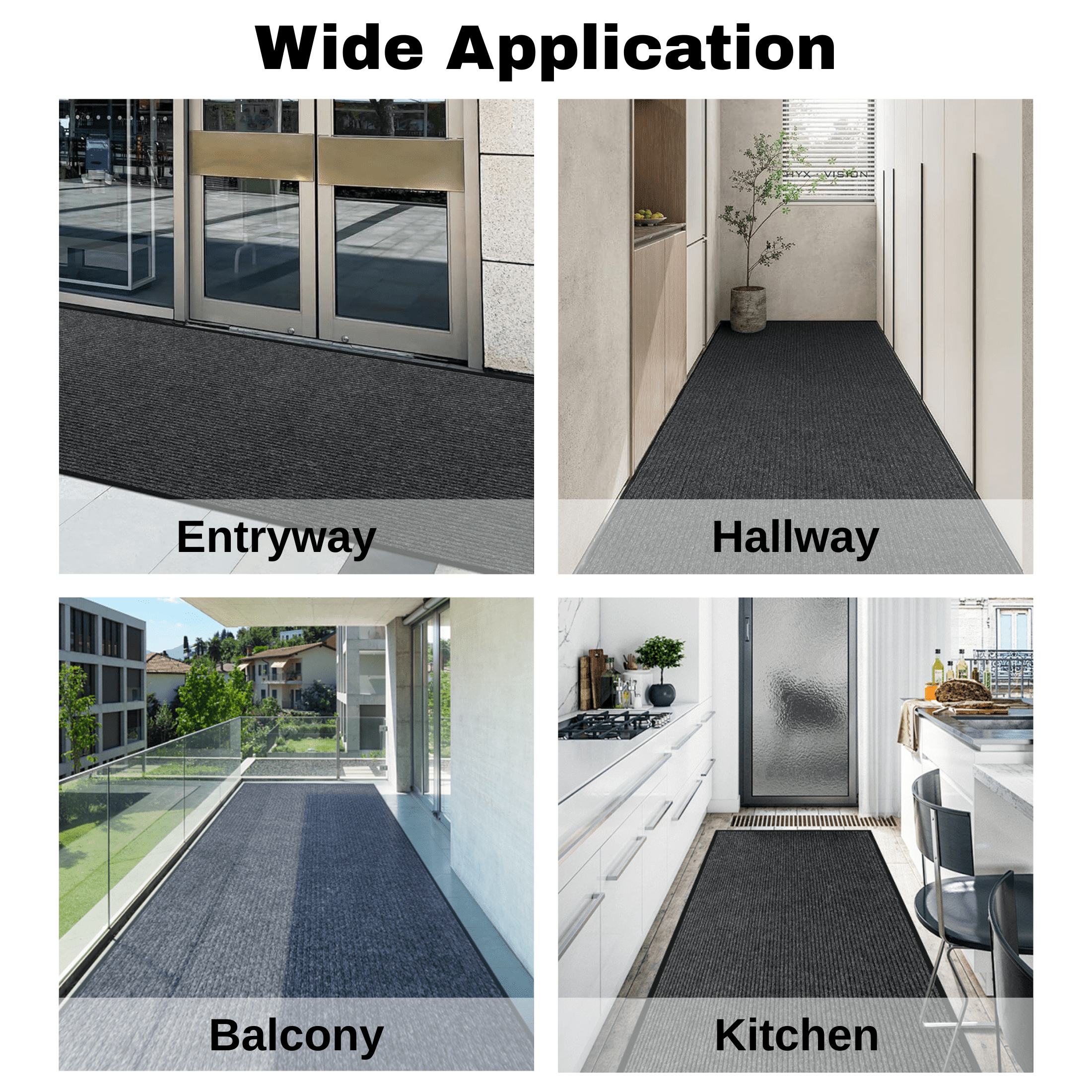 Qunbio Commercial Carpet Runner, 3' x 10' Commercial Rugs with Rubber Edge, Non-Slip Hallway Runner Rug for Indoor Outdoor High Traffic Areas, Gray
