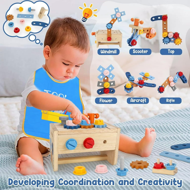 Sytle-Carry Kids' Wooden Tool Kit with Apron, STEM Montessori Toys