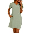 thumbnail image 2 of VKEKIEO Midi Dresses For Women Sun Dress V-Neck Short Sleeve Solid Green M, 2 of 9