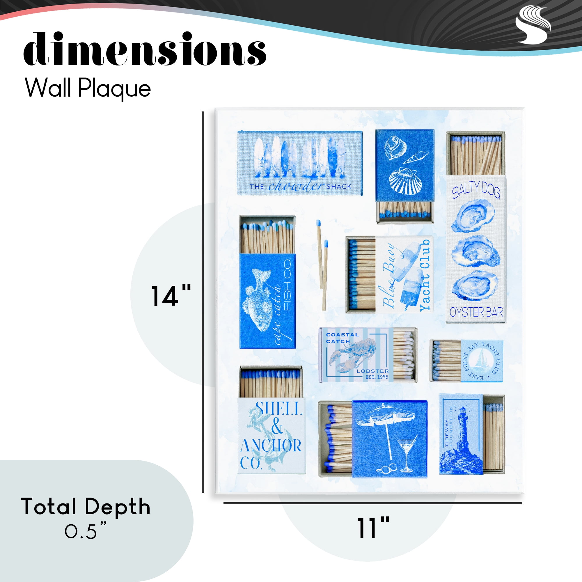Blue Coastal Matchboxes Wall Plaque Art, design by Ziwei Li