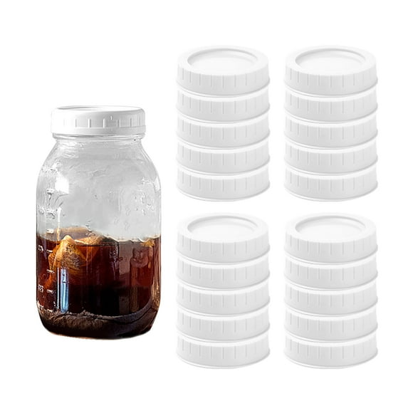 Eummy 20pcs Plastic Mason Jar Lids Food-grade Mason Jar Caps Fit Regular Mouth 70mm Reusable Leak Proof Replacement Jar Lids Dishwasher Safe for Mason Jars Canning Jars