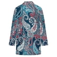thumbnail image 5 of Women's Plus Size Teal Paisley Cardigan, Long Sleeve Open Front Tunic with Pockets, 5 of 8