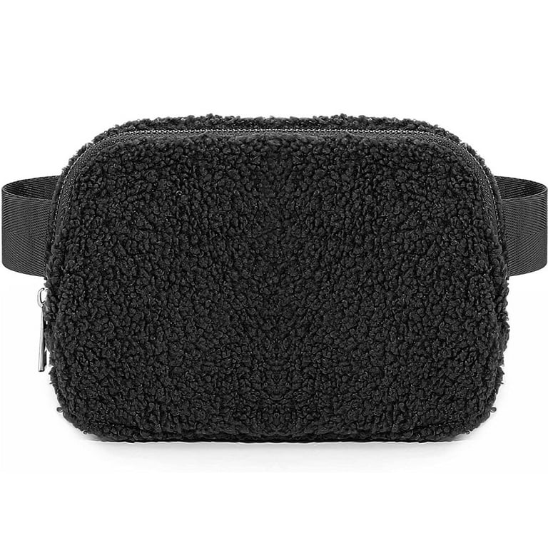 Black fur top fanny pack