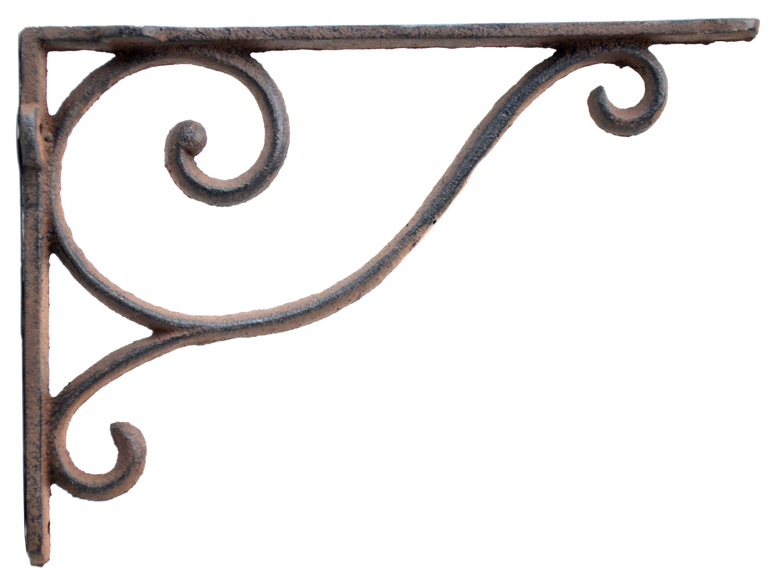 Pair of 8" ANTIQUE IRON FLORAL cast iron shelf wall brackets vintage old style 