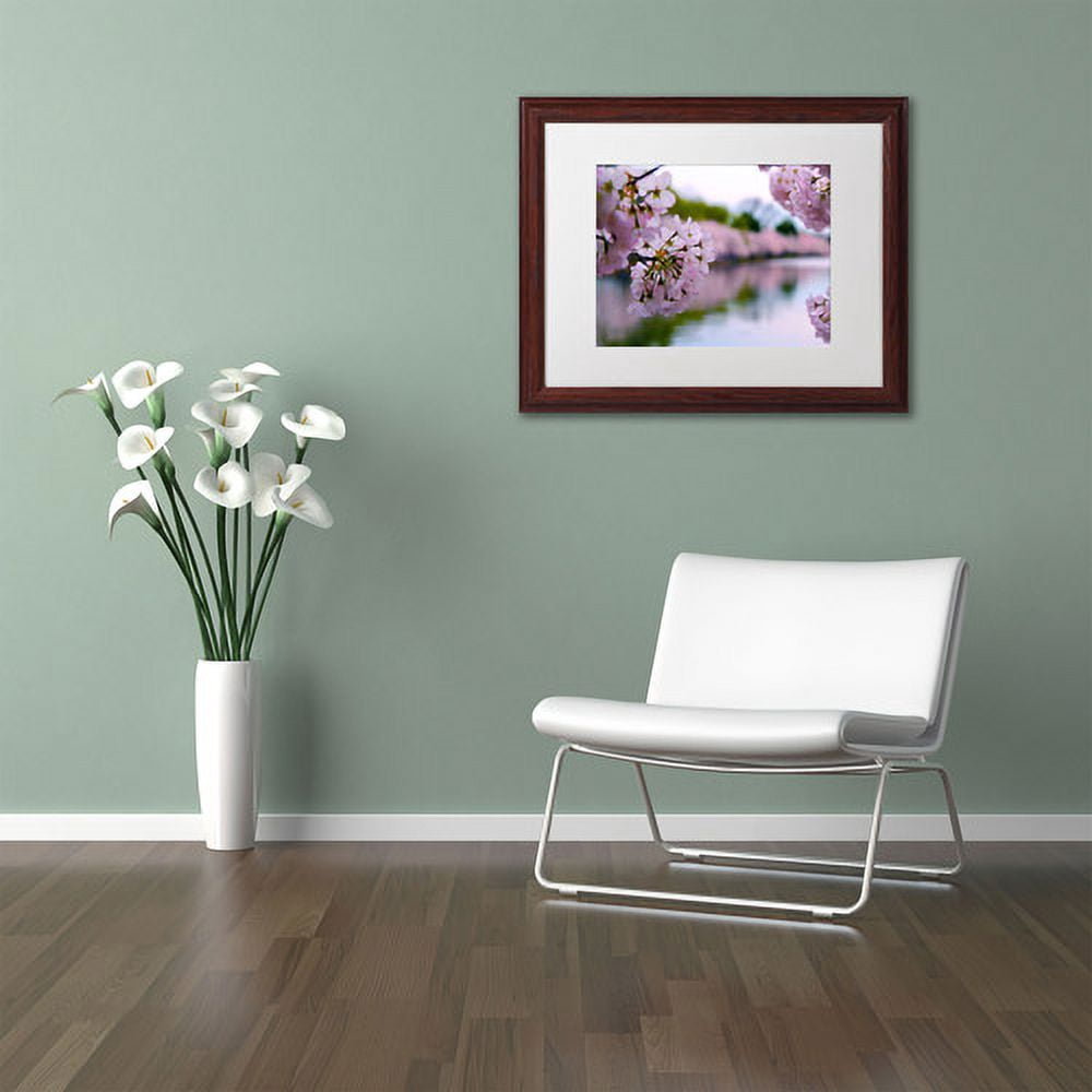 Trademark Fine Art "Cherry Blossoms 2014-2" Canvas Art by CATeyes, White Matte, Wood Frame