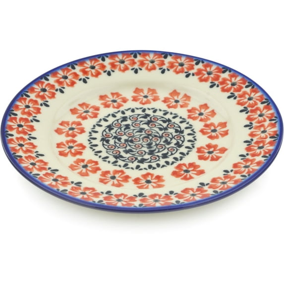 Polish Pottery 7½-inch Dessert Plate (Hawaiian Bliss Theme) Hand Painted in Boleslawiec, Poland + Certificate of Authenticity