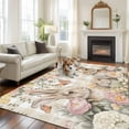 thumbnail image 2 of Watercolor Easter Area Rugs 5'x8', Small Throw Rugs for Classroom Bedroom, Cute Rabbits Flowers Butterfly Orange Plaid Indoor Outdoor Rug Non-Slip Low Pile Carpet Runner Reversible Floor Mats, 2 of 8