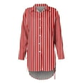 thumbnail image 5 of Ovticza Womens Button Down Shirts Casual Long Sleeve Dress Shirt Striped Print Oversized Work Blouse Top Red 2XL, 5 of 6
