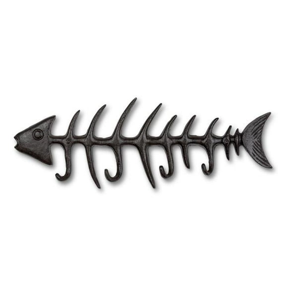 Abbott Collection AB-27-IRONAGE-236 18 in. Fish Bone Wall Hook, Dark Brown - Large