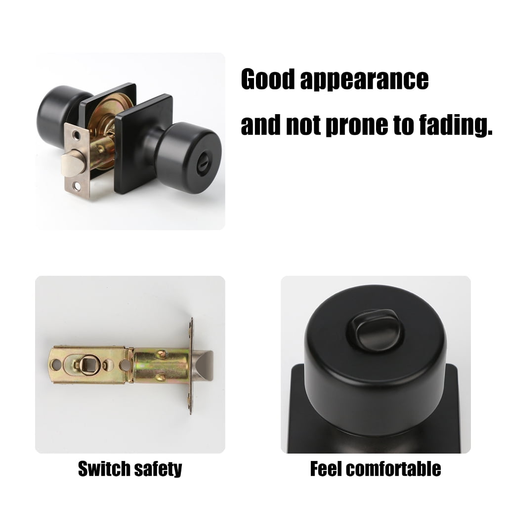 KCAHPAN Matte Black Sturdy Zinc Alloy Door Knobs Featuring Lock and Key Suitable for Bedroom and Bathroom Door Decoration
