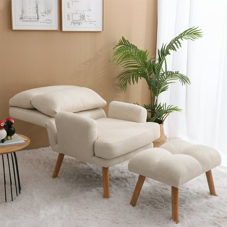 Mid century modern chair 2024 and ottoman set