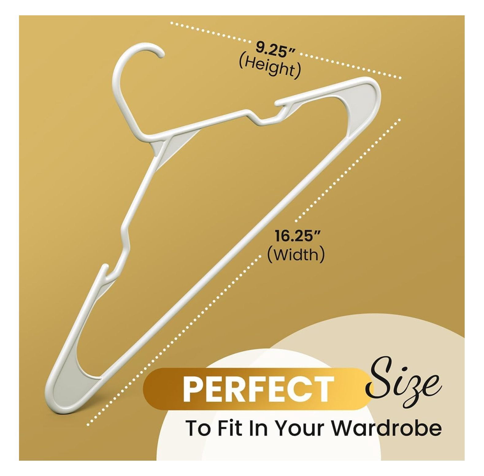 50 Pack Adult Plastic Hanger for Shirt Pants Coats Dresses Skirts Suits - Standard Thick Coat Hanger - Sturdy & Durable Design with Shoulder Hook - White
