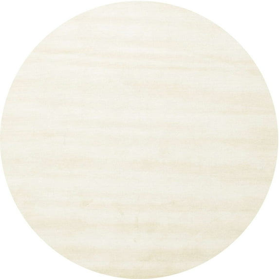 Ahgly Company Indoor Round Contemporary Blonde Beige Solid Area Rugs, 5' Round