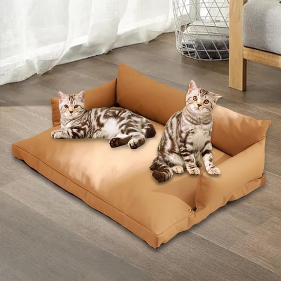TOOYFUL Cat Couch Cat Sofa Easy to Clean Portable Soft Fashionable Comfortable for Medium Small Dogs Cats Pet Bed Puppy Sleeping Bed Rectangle Brown