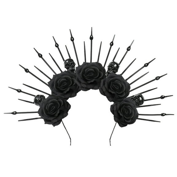 Yauxim Headband Spiked Headbands Women Bride Flower For Halloween Party Supply Floral Garlands Hair Skull Floral Headbands
