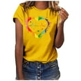 thumbnail image 2 of Fesfesfes Shirt for Women Valentine's Day Fashion Woman Causal Round-Neck Printing Blouse Short Sleeve T-Shirt Tops T Shirt Pack 6(M), 2 of 5