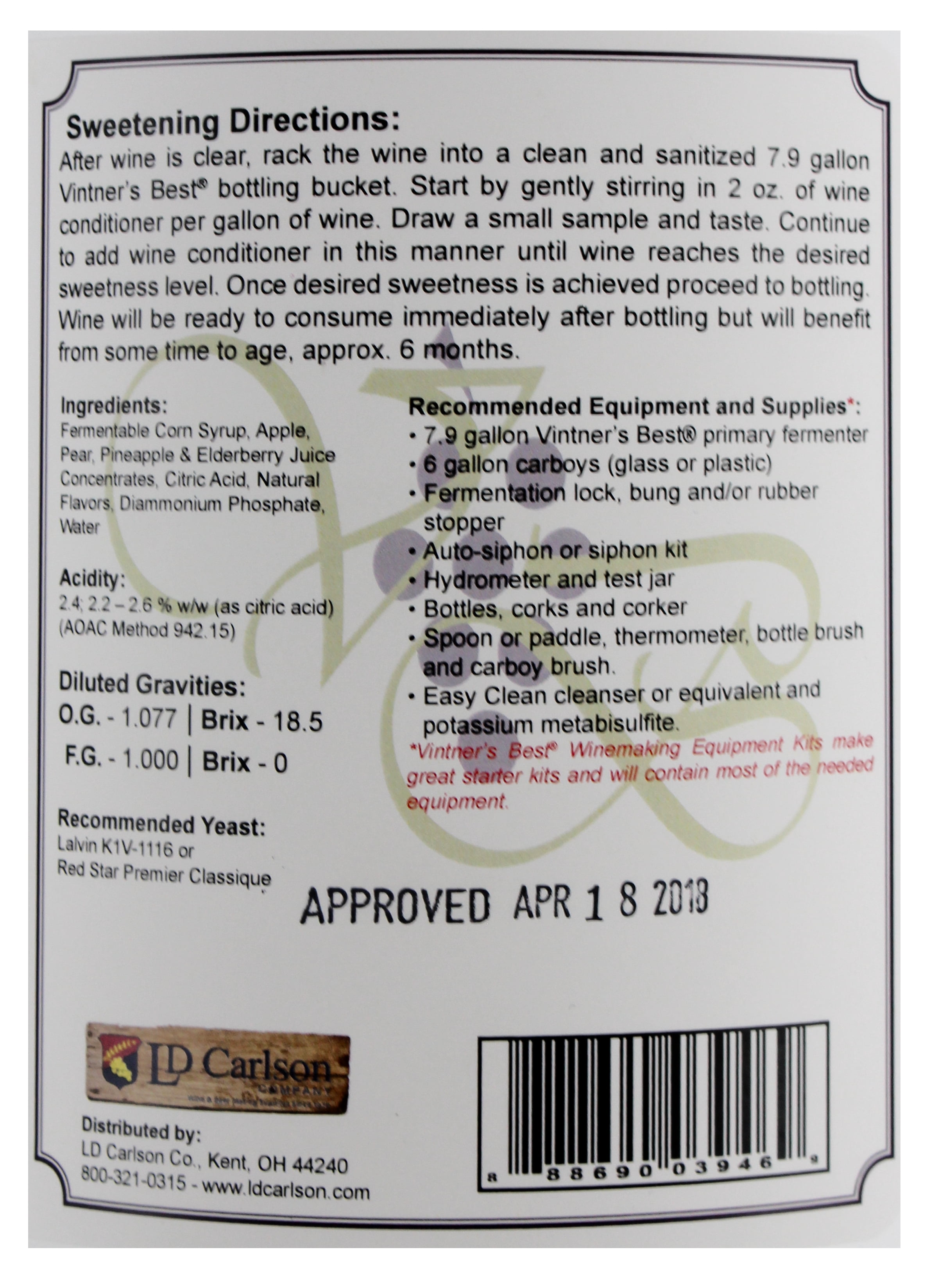 LD Carlson Vintner's Best Sangria Fruit Wine Base