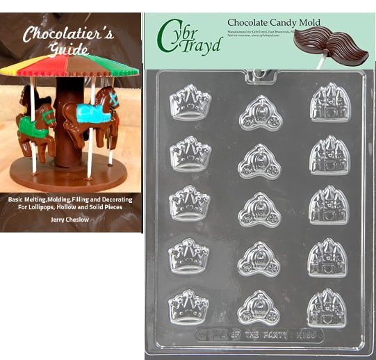 Clear CybrTrayd K168 Princess Decorations Crown Castle Chocolate Candy Mold with Exclusive Copyrighted Molding Instructions Bundle of 3 Coach