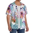 thumbnail image 2 of Fuzoiu Cactus Print Men's Casual Short,Men's Short Sleeve Shirt,Mens Casual Button Down Shirts,Cuban Collar Summer Shirt for Beach, Vacation, and Outdoor Activities-Medium, 2 of 5