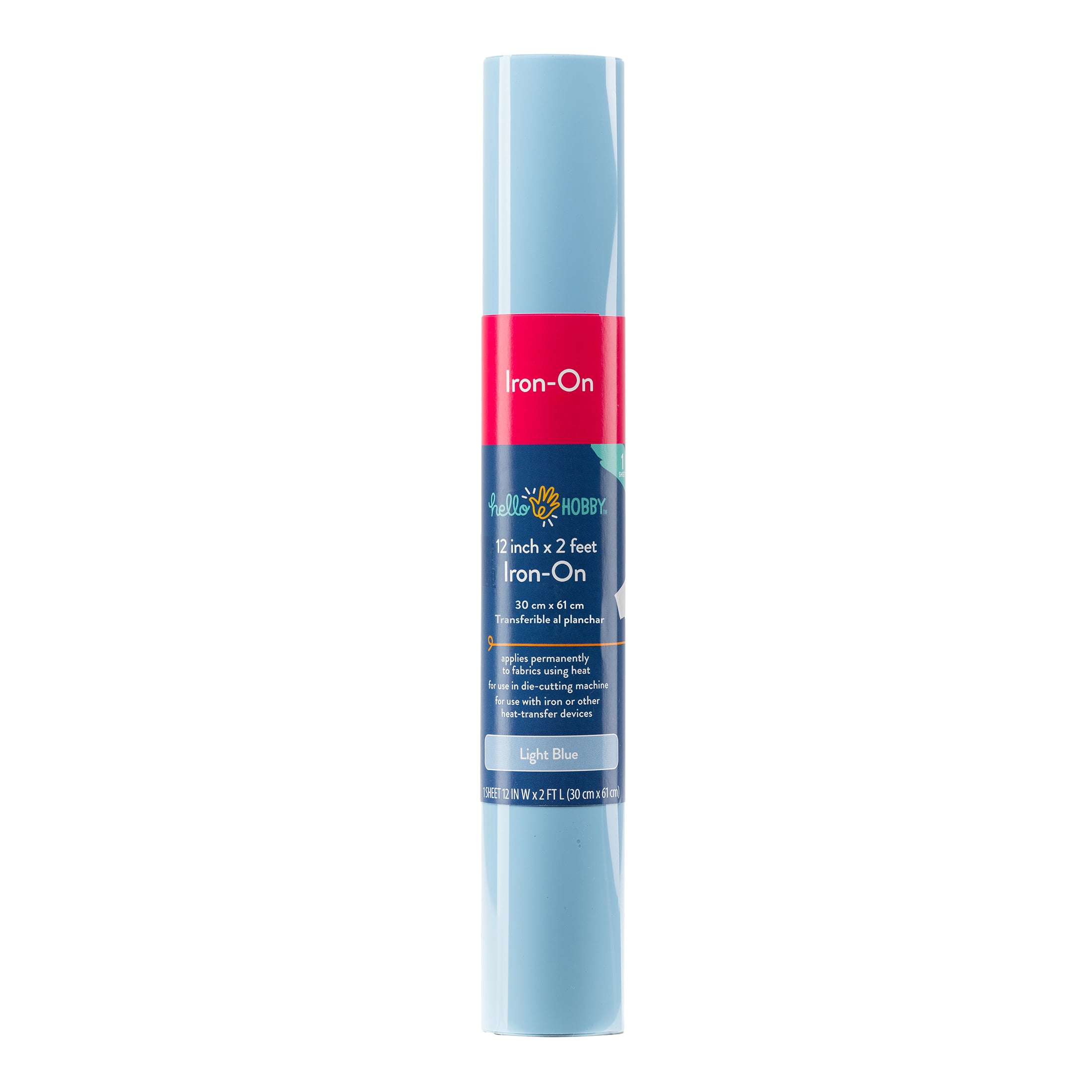 (3 pack) Hello Hobby 12" x 2' Light Blue Iron-On Craft Vinyl Roll