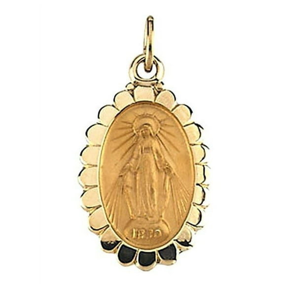 14k Yellow Gold Oval MIRACULOUS MEDAL - 1/2 Inch Wide X 2/3 Inch Tall in 14K Yellow Gold