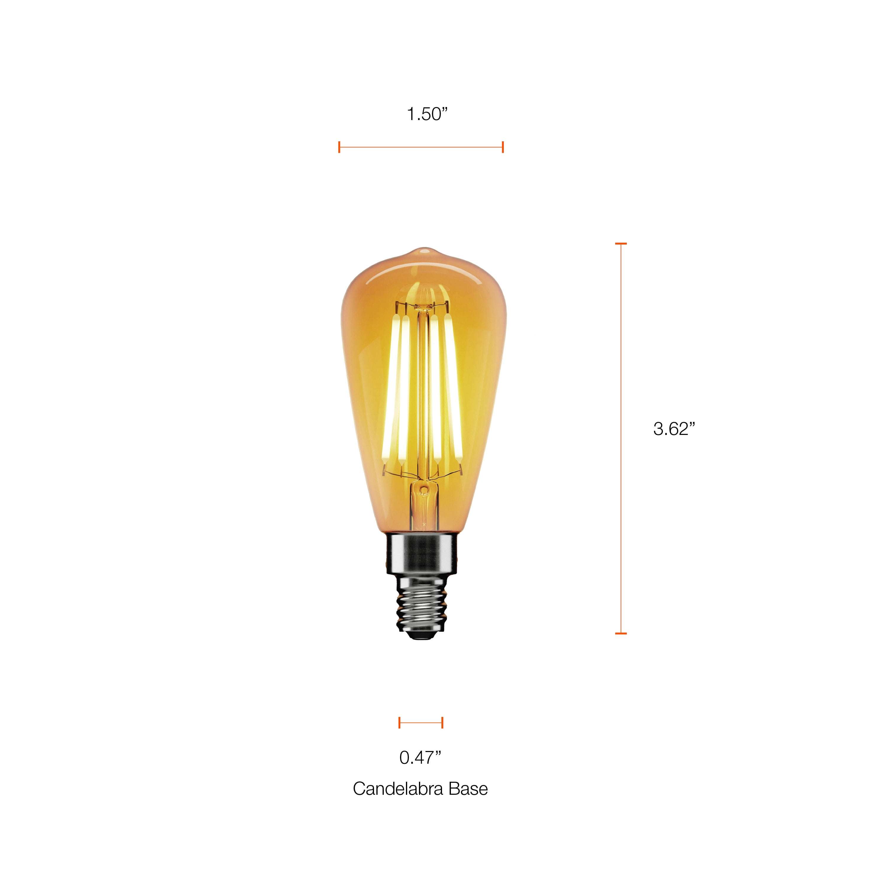 Better Homes & Gardens LED Vintage Light Bulb, ST12 40W Amber Classic Filament, E26, Dimmable - 4 Pk