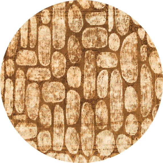 Ahgly Company Indoor Round Abstract Orange Modern Area Rugs, 3' Round