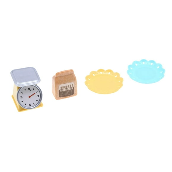 lionlar 4 Pieces 1/12 Scale Miniature Kitchen Scale Flour Bag Plates for Living Room