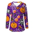 thumbnail image 5 of Fznquz Purple Blouses for Women Halloween Plus Size Pumpkin Shirt V Neck Cute Long Sleeve Casual Womens Clothes, 5 of 5
