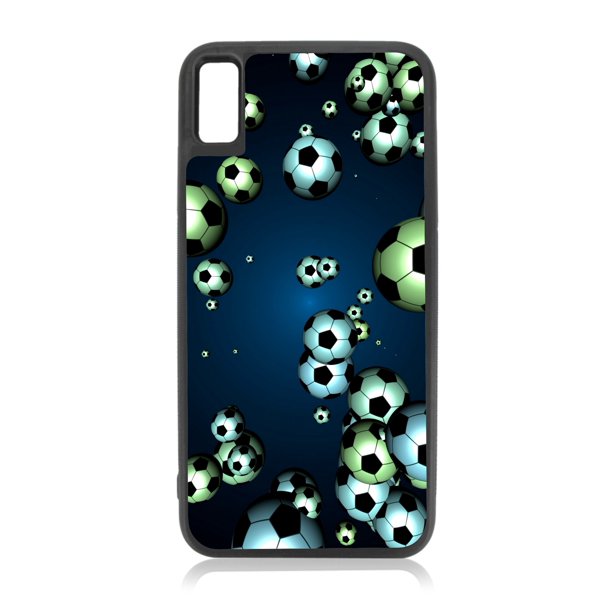 Soccer Balls Print Design Black Rubber Case for iPhone XR iPhone XR Phone Case iPhone XR