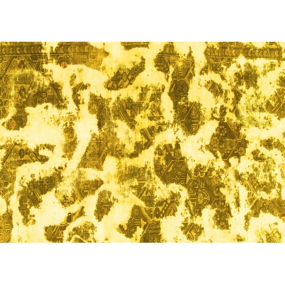 Ahgly Company Indoor Rectangle Abstract Yellow Modern Area Rugs, 7' x 9'