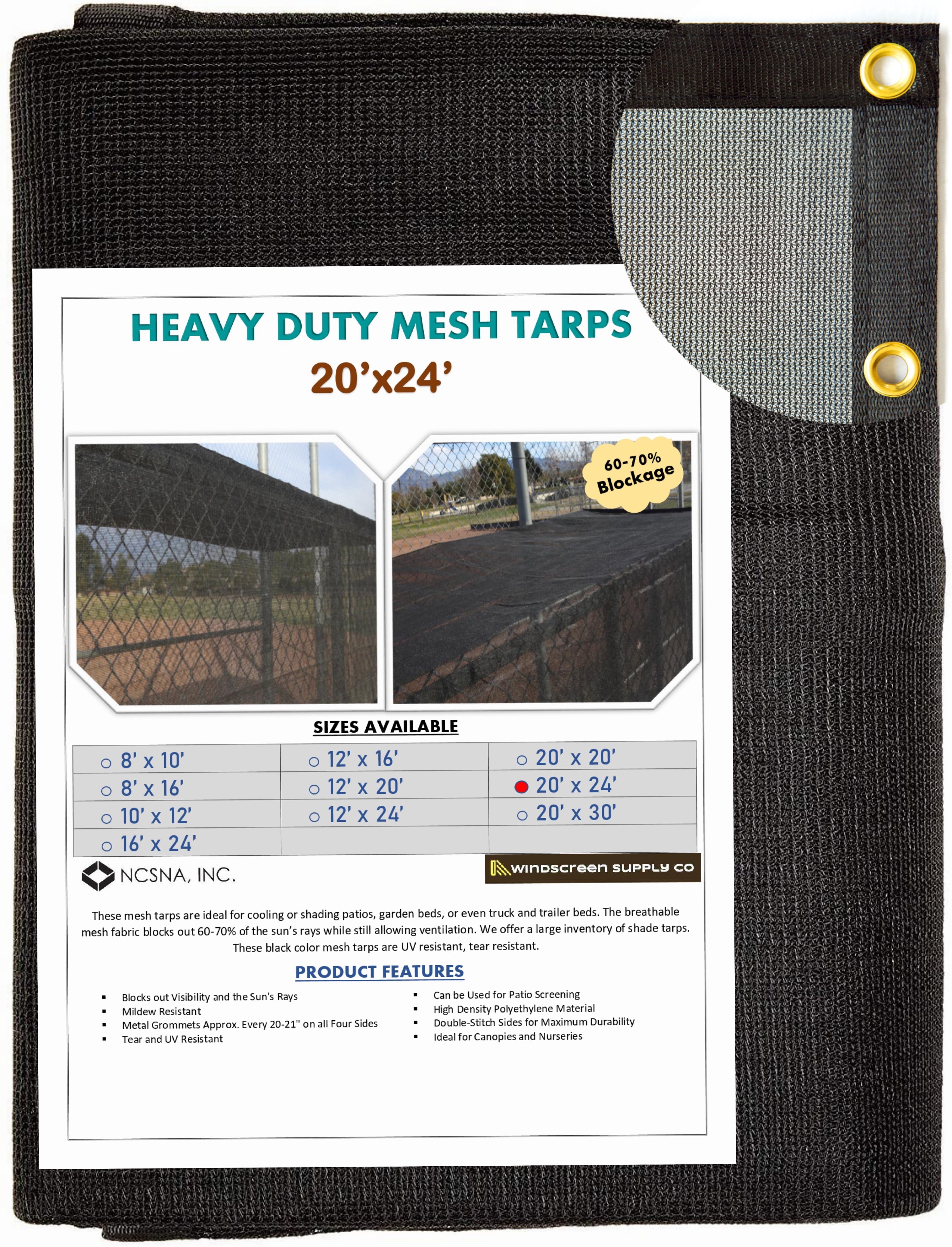 Harvest 70% Green Shade Cloth with Grommets 12ft X 12ft Premium Heavy Duty Mesh Tarp 