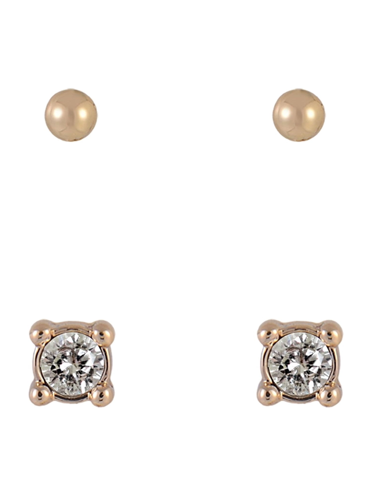 Time and Tru Goldtone 5pc Crystal Studs Hoop Initial "S"Earring Set