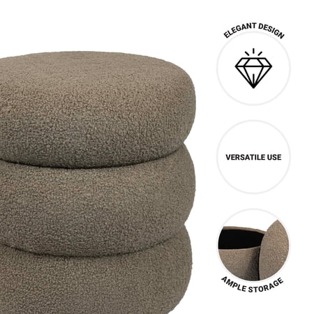 MAINSTAYS CLOUD OTTOMAN, BOUCLE TAUPE