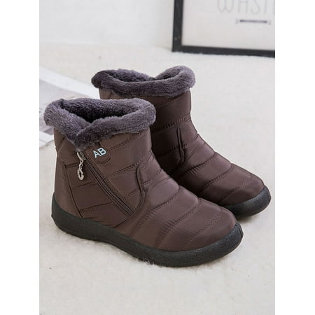 

Women Waterproof Winter Snow Boots Casual Fur Lined Warm Booties Slip On Buttons