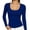 Blue, variant on U Neck Ribbed Crop Top for Women Ghalytn Slim Fit Long Sleeve - Stretchy Basic Casual Tee